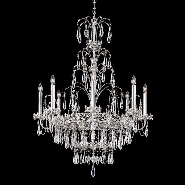 アンティークホワイトのシャンデリア✨USA製　デッドストック SCHONBEK】アメリカ・クリスタルシャンデリ8灯（W740×H1030mm