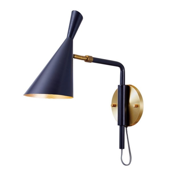 ジェネシスウォールランプ「Genesis」1灯・ブラック×ゴールド(Φ160×D425-525mm)