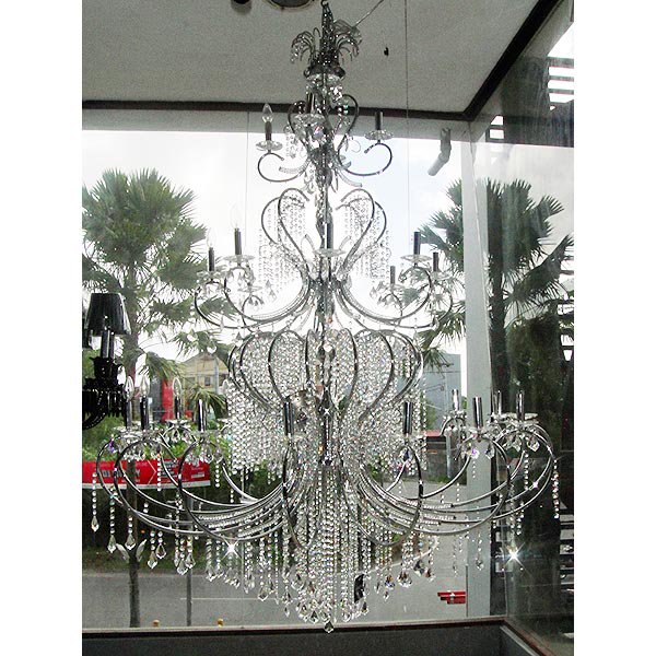 【ALABASTER】大型クリスタルシャンデリア 24灯 クローム(W1500×H2100mm)