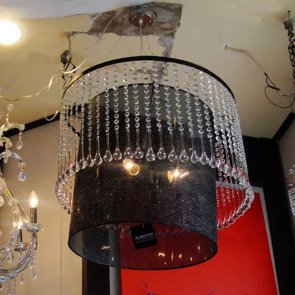 【ALABASTER】ブラックシェード クリスタルシーリングシャンデリア(W600×H500mm)