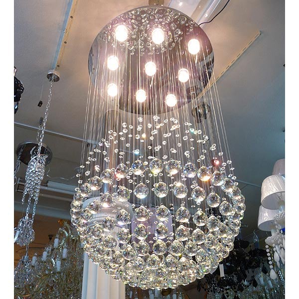 【ALABASTER】ワイヤーアート・クリスタルボールシャンデリア 9灯(W600×H950mm)