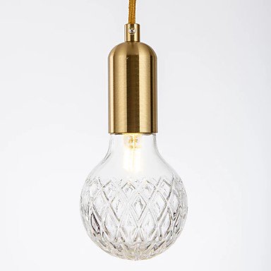 【リーズナブル】ガラスボールシェード・ペンダントライト 1灯 ゴールド（Φ90×H220mm）
