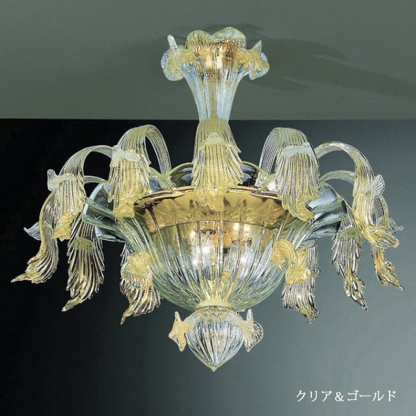 【VENICE ARTE】ヴェネチアンガラスシーリングライト「Accademia」6灯（Φ580×Ｈ530mm）※要お見積もり