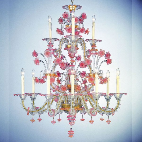 【VENICE ARTE】ヴェネチアンガラスシャンデリア「Cloris」12灯（Φ1200×Ｈ1500mm）※要お見積もり