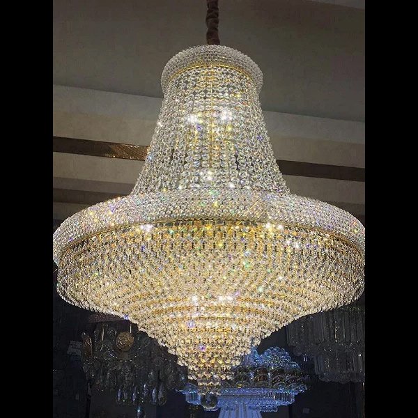 【1台在庫有！クロームのみ】エンパイア型クリスタルシャンデリア22灯・ゴールドorクローム（φ800×H900mm）