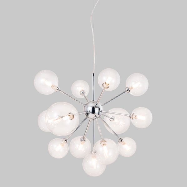 ガラスボールシェードペンダントライト13灯・シルバー（φ720×H530mm