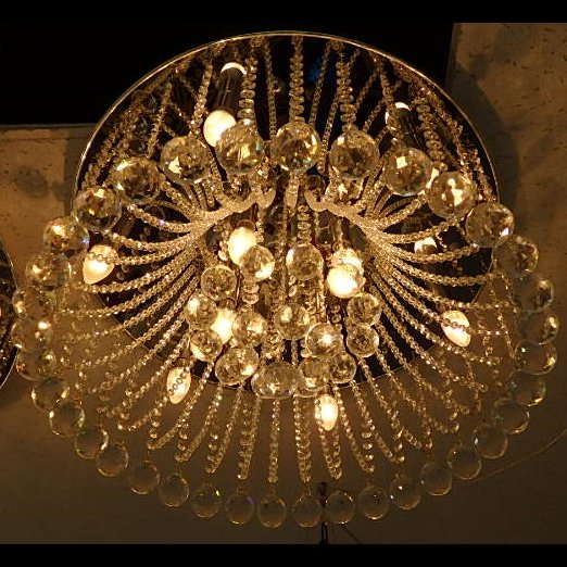 シーリング・ボールシャンデリア 12灯 クローム／ゴールド(W600mm×H280mm)