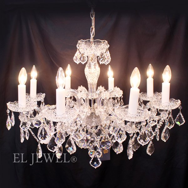 【ART GLASS】クリスタルシャンデリア「MARIA TEREZIA」8灯クローム(W800×H530mm)