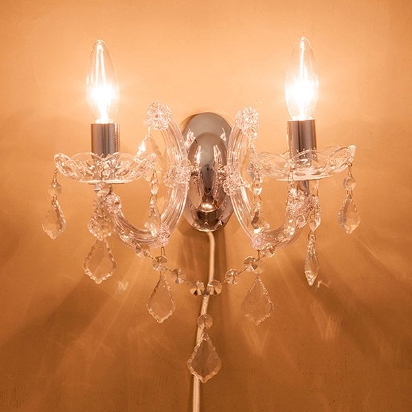 【入荷未定】クリスタルガラスウォールランプ2灯「ギャラクシーII」・クリア（W270×D215×H300mm）