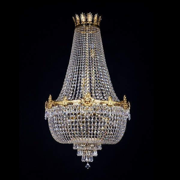 【ART GLASS】クリスタル・エンパイアシャンデリア 12灯(W600×H1000mm)