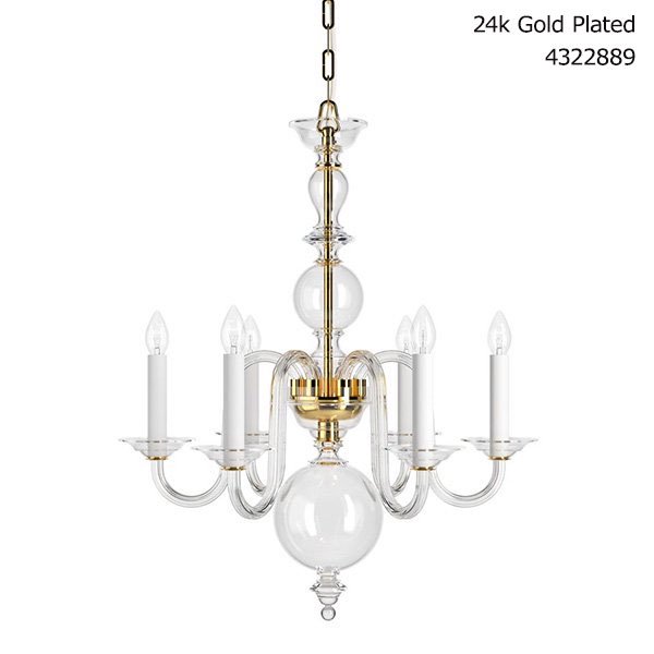 【Preciosa】「Eugene S-HISTORIC DESIGN」シャンデリア6灯ゴールド(W620×H760mm)