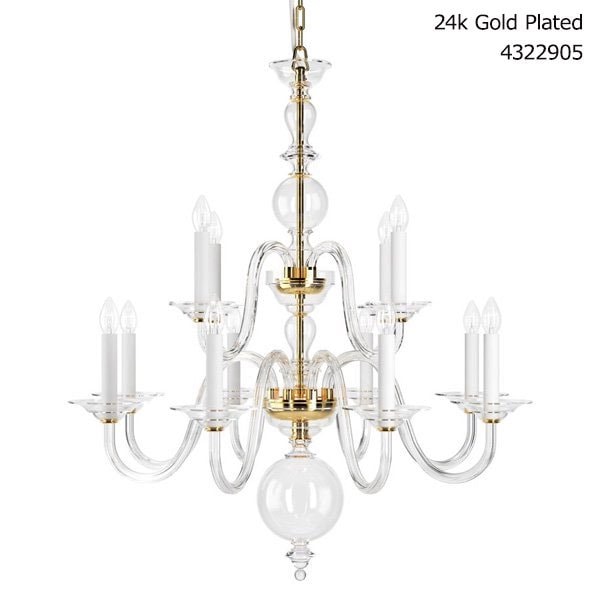 【Preciosa】「Eugene M-HISTORIC DESIGN」シャンデリア12灯ゴールド(W880×H980mm)