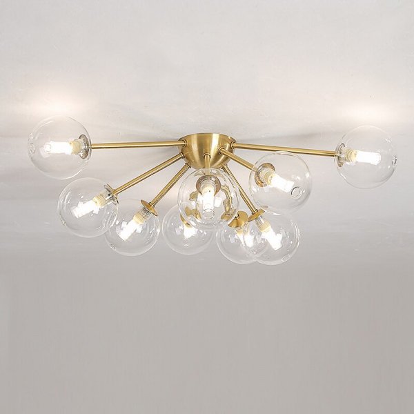 【E-Light】LEDシャンデリア ホワイトガラス/クリアガラス 9/12灯 （D500～D680mm×H220mm）