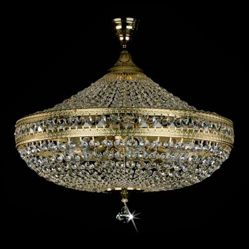 【ART GLASS】真鍮製クリスタルシーリングシャンデリア 6灯「VALERIE」(W500×H450mm)