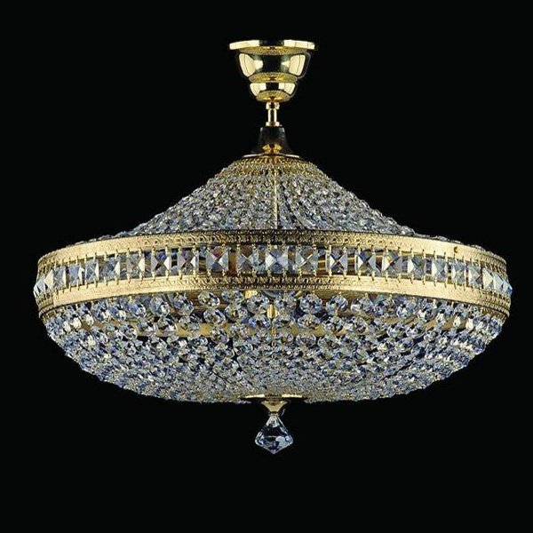 【ART GLASS】真鍮製クリスタルシーリングシャンデリア 6灯「VALERIE」（W600×H550mm）