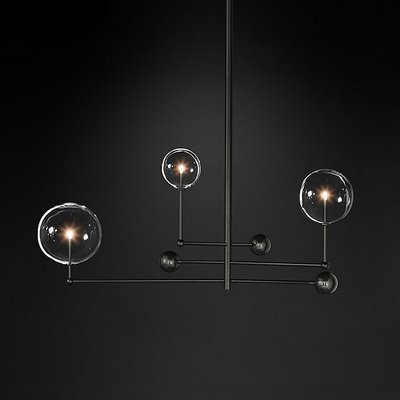 LEDガラスシェードシャンデリア ゴールド or ブラック (3／6／8灯)