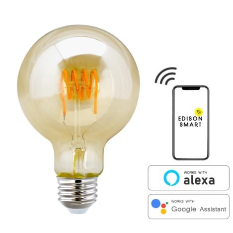 【国内メーカー】【LED電球】エジソンバルブLED E26スパイラル GLOBEゴールド(Wi-Fi電球)（5W）2200K（調光対応）