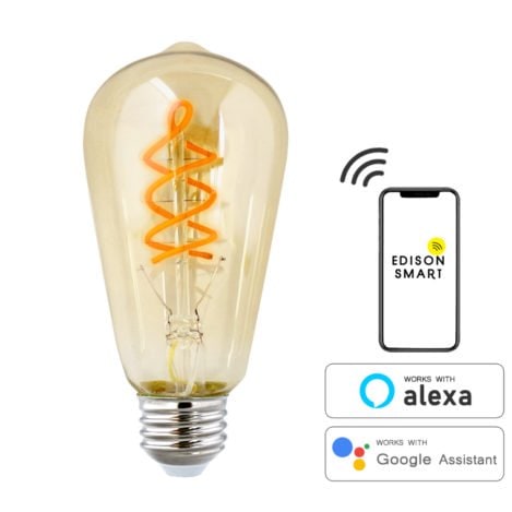 【国内メーカー】【LED電球】エジソンバルブLED スパイラルロングゴールド(Wi-Fi電球)（5W）2200K（調光対応）