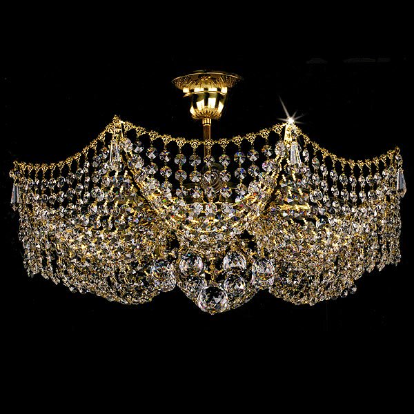 【ART GLASS】クリスタルシーリングシャンデリア 6灯「PRISCILA」（W540×H430mm）