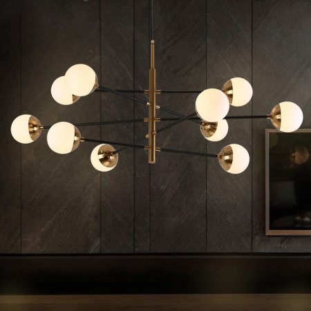 ガラスボールシェードペンダントライト 4/6/8/10/12灯 （L1030～L1200mm×H240～H640mm）