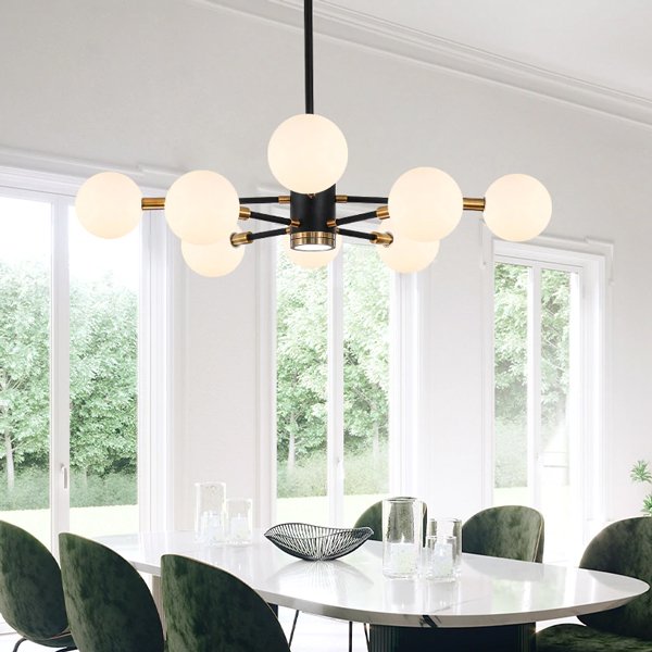 ガラスボールシェードペンダントライト 6/8/10/12灯 クリア/ホワイト （W740～W1240mm×H170mm）