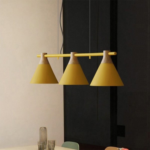 LEDペンダントライト 3灯 イエロー/ブラック/グリーン （L910mm×H210mm）