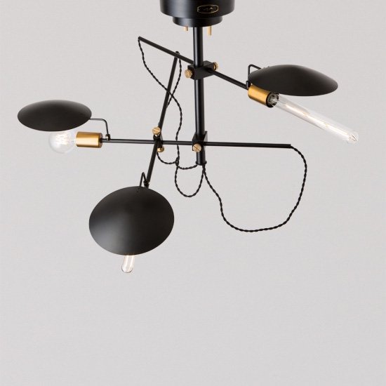 【HERMOSA】シーリングランプ「POLDER 3」3灯・ブラック（W765×H483mm）