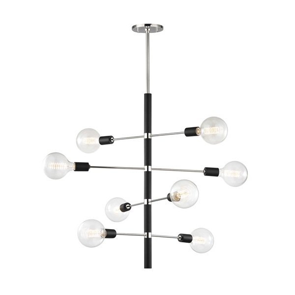 【MITZI】アメリカ・モダンシャンデリア「ASTRID」8灯・クローム×ブラック（W711.2×H825.5mm）