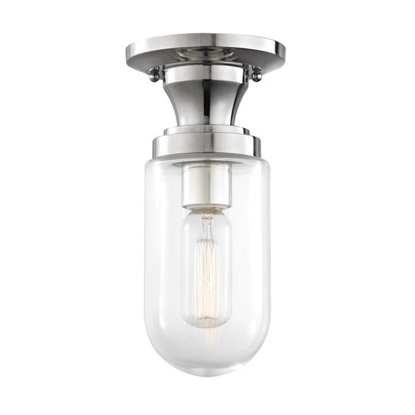 【MITZI】アメリカ・ガラスシーリングライト「CLARA」1灯・クローム（W120.6×H279.4mm）