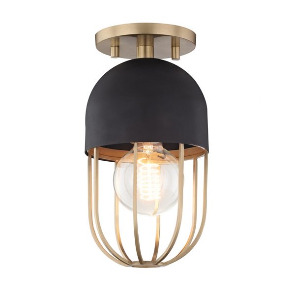 【MITZI】アメリカ・シーリングライト「HALEY」1灯・ゴールド×ブラック（W139.7×H260.3mm）