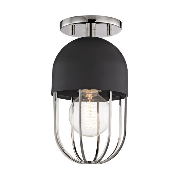 【MITZI】アメリカ・シーリングライト「HALEY」1灯・クローム×ブラック（W139.7×H260.3mm）