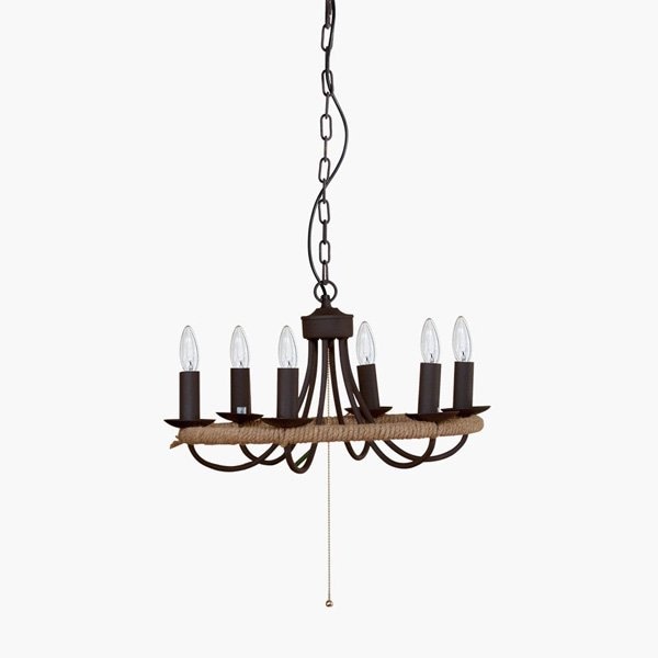 【HERMOSA】サークルロープシャンデリア「CIRCLE ROPE CHANDELIER」6灯（W520×H270mm）