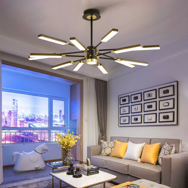 【リーズナブル】LEDシャンデリア 6/8/10/12灯 ブラック/ホワイト （L1050mm×H450mm） シャンデリア