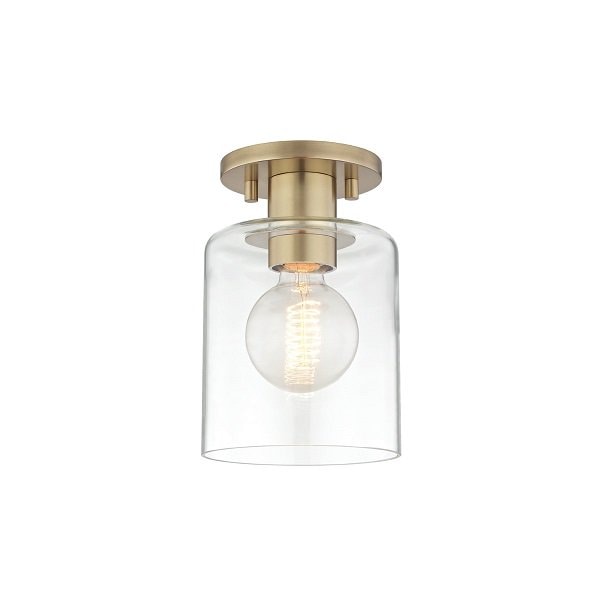 【MITZI】アメリカ・ガラスシェードシーリングライト「NEKO」1灯・ゴールド（W139.7×H215.9mm）