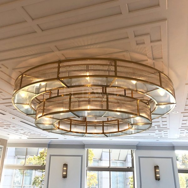 大型フープ型2段リングシャンデリア24灯 ゴールド　(Φ2200-1600×H440mm)※特注製作可能