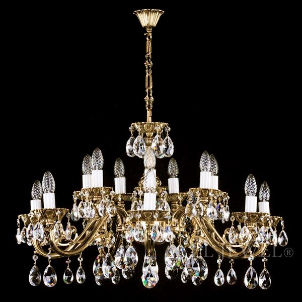 【ART GLASS】真鍮製クリスタルシャンデリア 16灯「VIKTORIE」（810×H440mm）