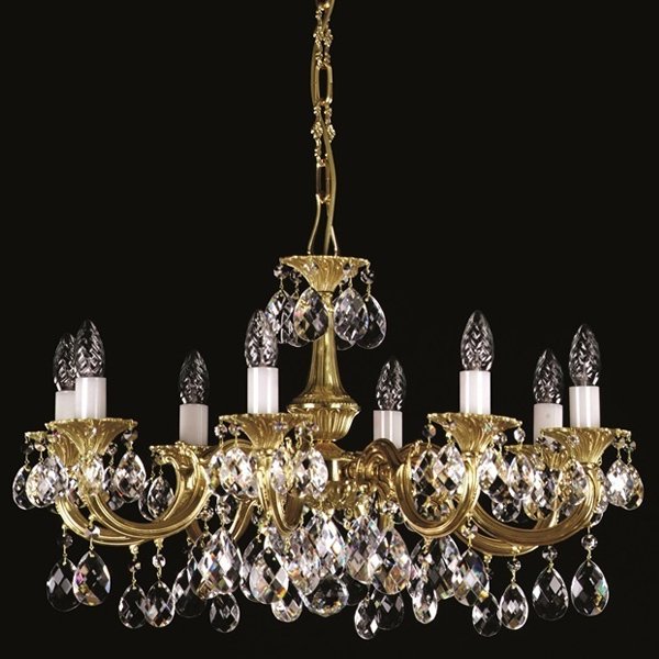 【ART GLASS】真鍮製クリスタルシャンデリア「ALICE」8灯(W670×H410mm)