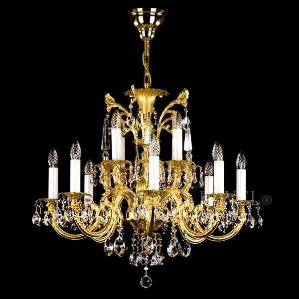 【ART GLASS】真鍮製クリスタルシャンデリア 12灯「ARABELA」（W840×H670mm）