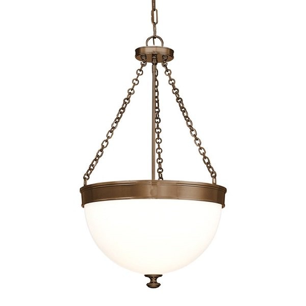 【HUDSON VALLEY】アメリカ・デザイン照明ガラスペンダントライト　「BARRINGTON」3灯・ブロンズ（W431.8×H704.8mm）