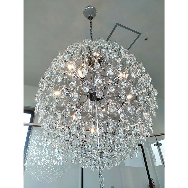 クリスタルボールシャンデリア15灯 クローム(Φ1000×H1000mm )※2連結も可能