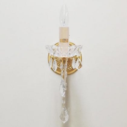 【5台在庫有！】クリスタルブラケットライト1灯 ゴールド（W135×D300×H400mm）