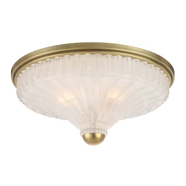 【HUDSON VALLEY】アメリカ・デザインガラス シーリングライト「PARIS」3灯・ゴールド（W431.8×H177.8mm）