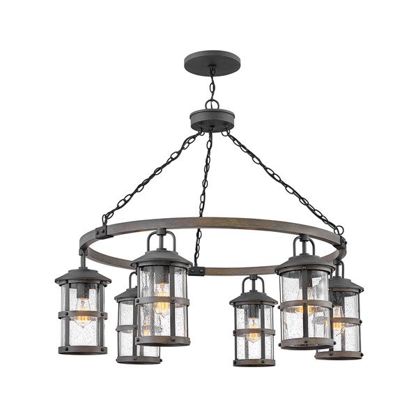 【HINKLEY】LEDアウトドア・ペンダントライト「Open Air Lakehouse」6灯（L1067×W1067×H756mm）