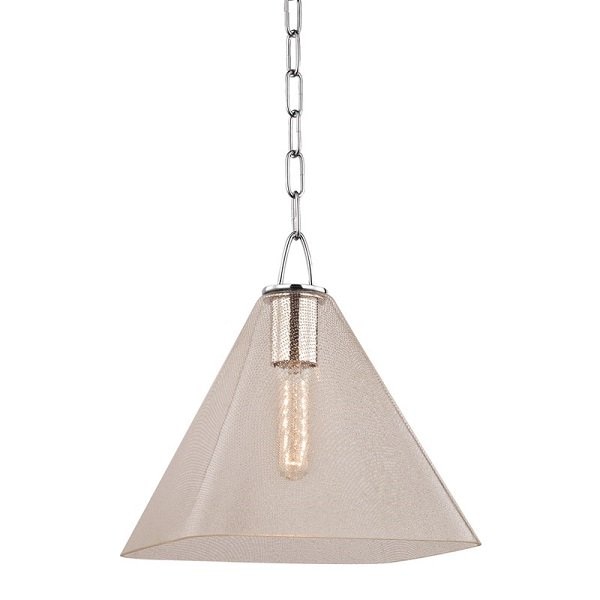 【HUDSON VALLEY】アメリカ・デザイン照明 ガラスシェードペンダントライト「SANDERSON」1灯・クローム（W279.4×H292.1mm）