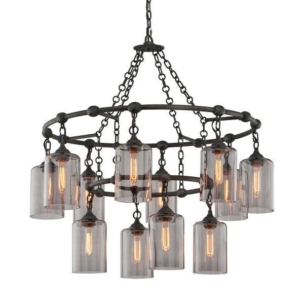 【TROY】アメリカ・デザイン照明 ガラスシェードシャンデリア「GOTHAM」12灯（W971.5×H965.2mm）