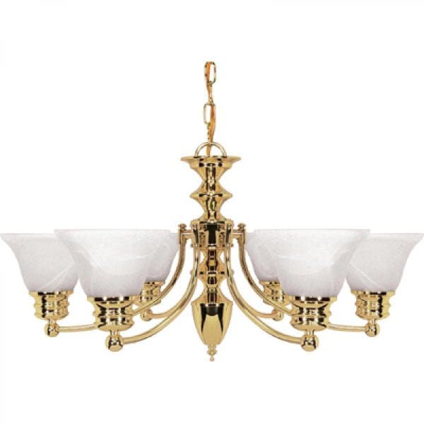 【NUVO】アメリカ・アラバスターガラス シェードシャンデリア「EMPIRE」6灯（W661×H356mm）