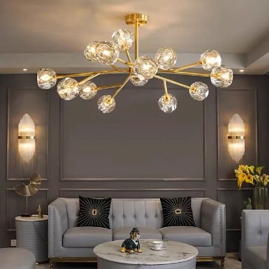 ガラスシェードシーリングライト15灯・ゴールド（W1000×H1000mm） | EL