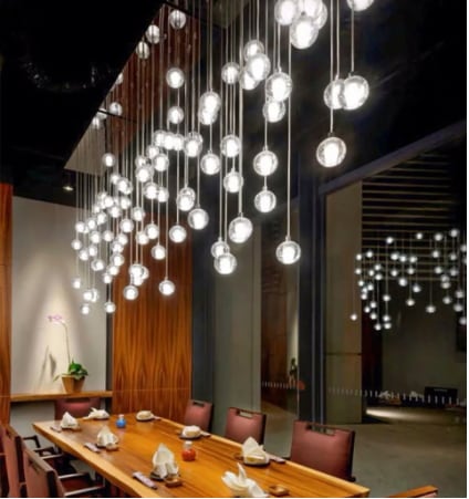 【ガラスボール15個／在庫有！】【リーズナブル】デザイン照明 1／３／7／10／14／15／26／36灯（Φ100～800mm）