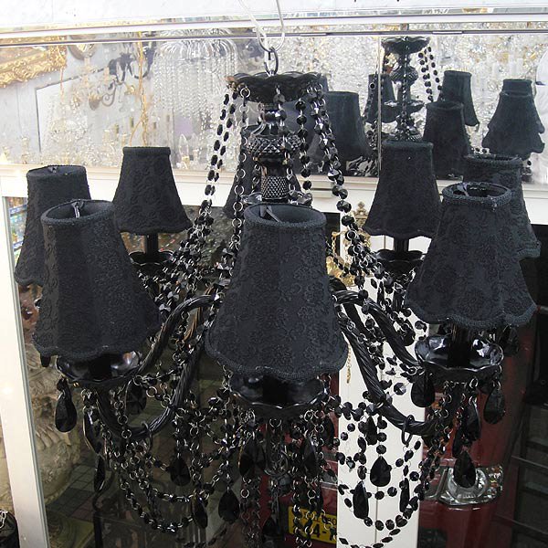 【LA LUCE】</B>ブラックシェードシャンデリア 8灯(W660×H670mm)
