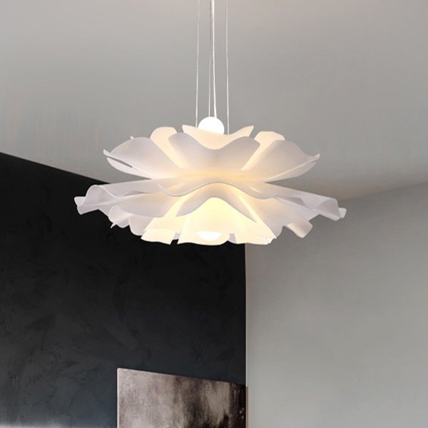 リーズナブル】フラワーデザインペンダントライト ホワイト 2灯